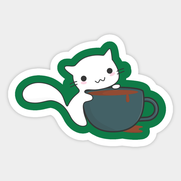 Coffee loving cat Sticker by happinessinatee